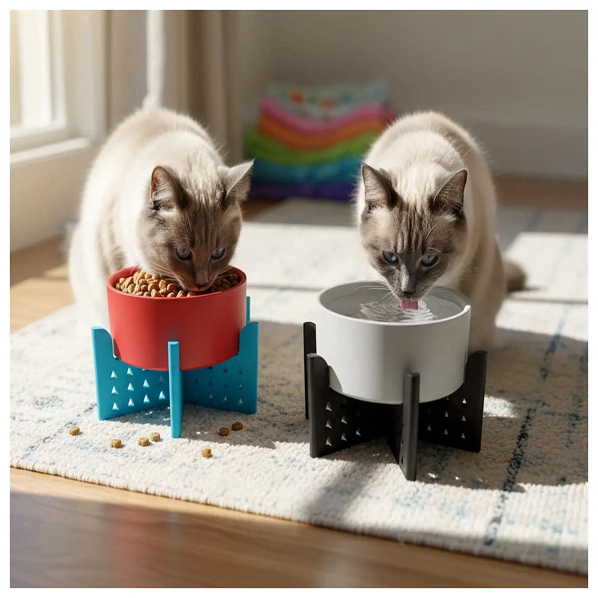 elevated cat bowl with legs ergonomic pet feeder for neck health large capacity dog food dish easy clean non slip