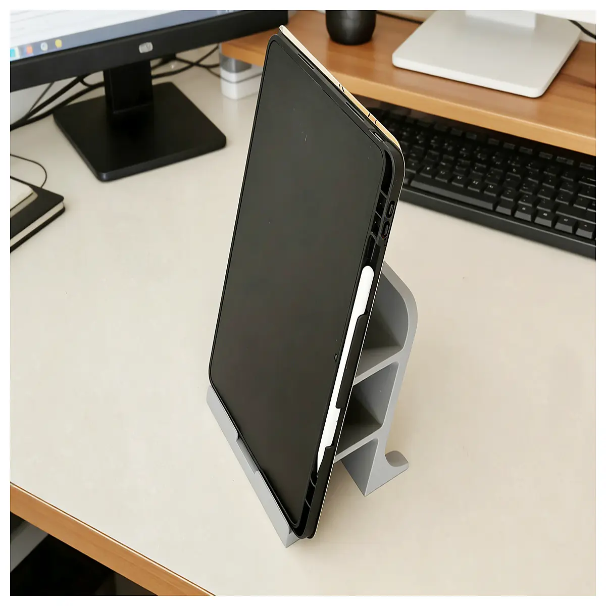 duty tablet vertical desktop organizer with storage tray for pro