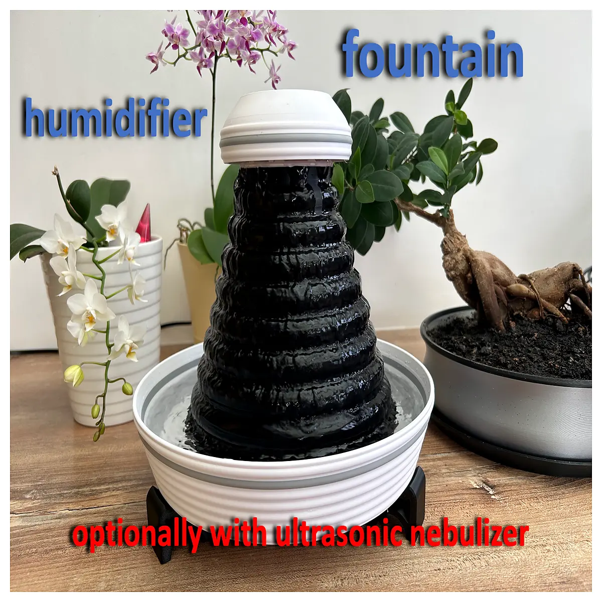 indoor water fountain humidifier for home desktop mini mist maker with lights quiet air purifier for bedroom office decor