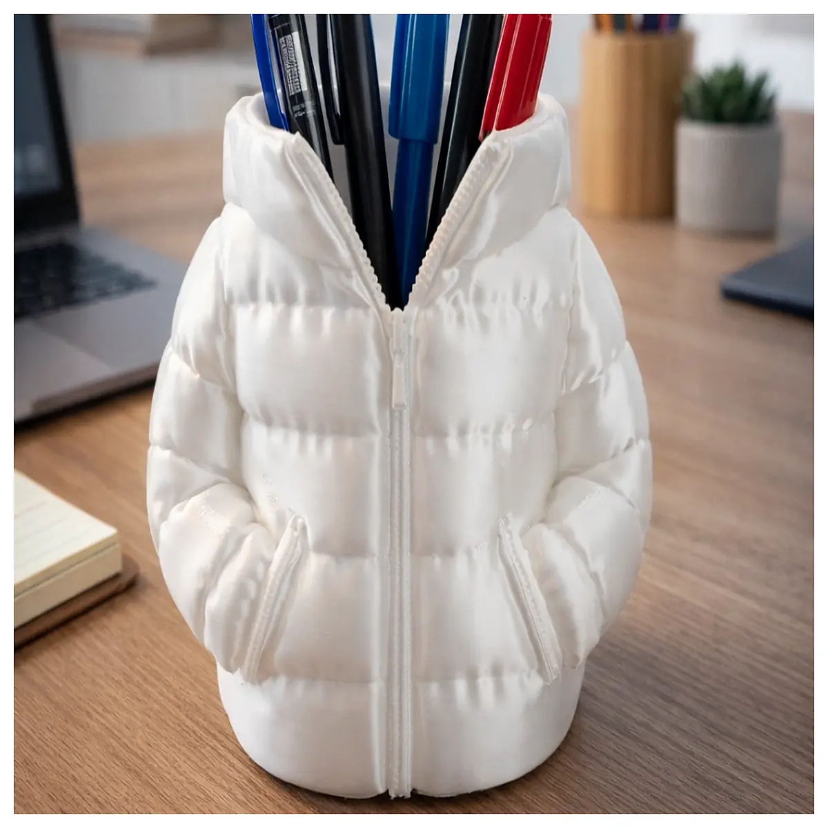 cute down jacket pen holder desk organizer puffy coat stationery cup for office school supplies storage