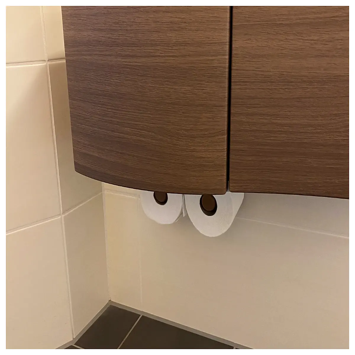 under cabinet toilet paper holder roll dispenser hidden storage mount