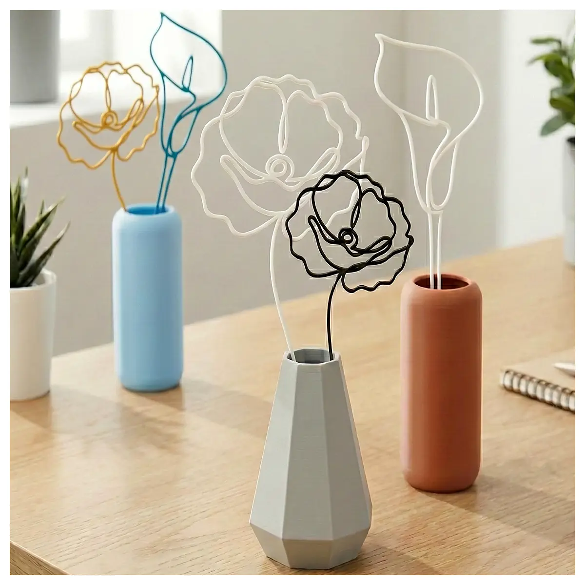 modern ceramic vase poppy lily floral home decor centerpiece table accent