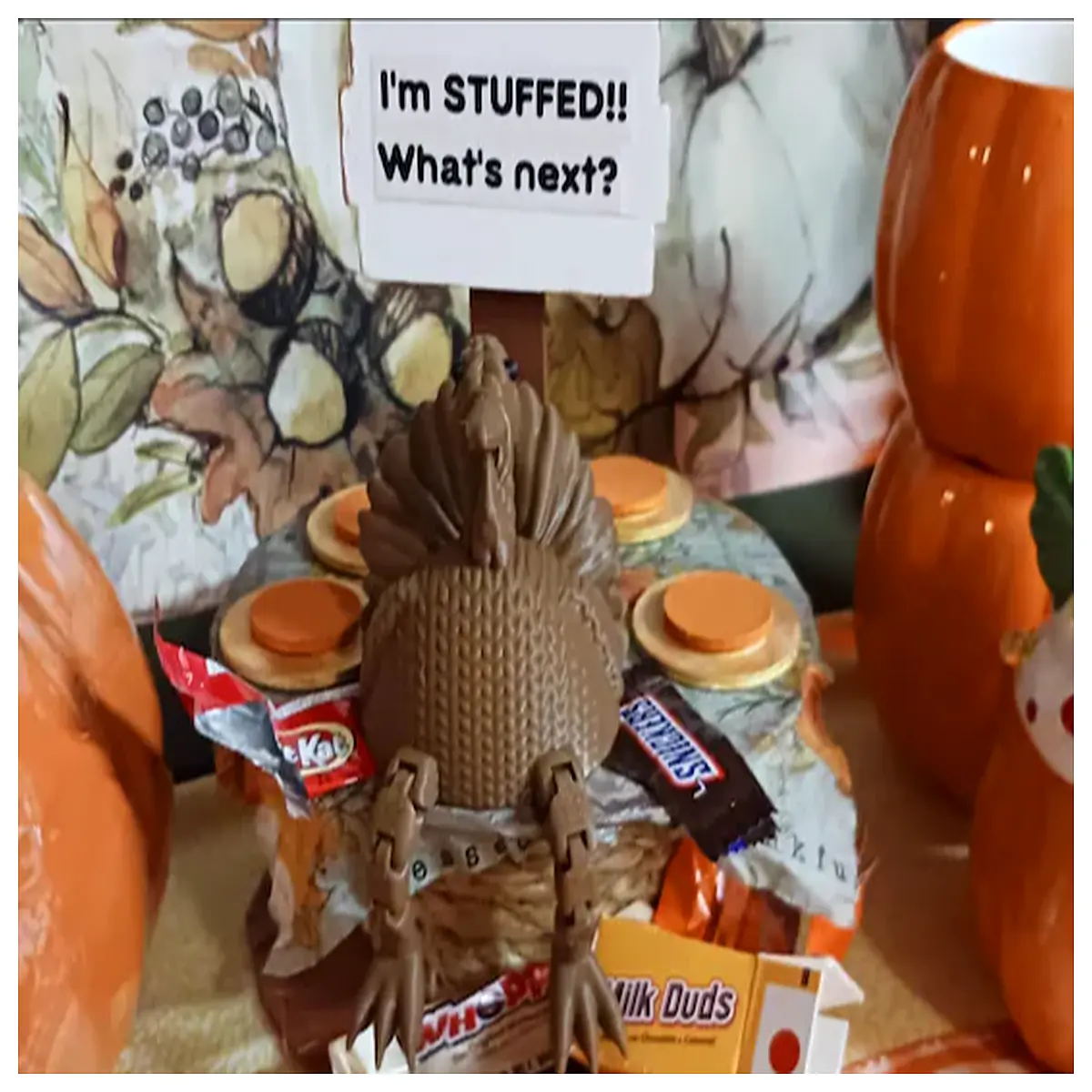 plush fat turkey with movable joints large stuffed bird toy for kids halloween decoration
