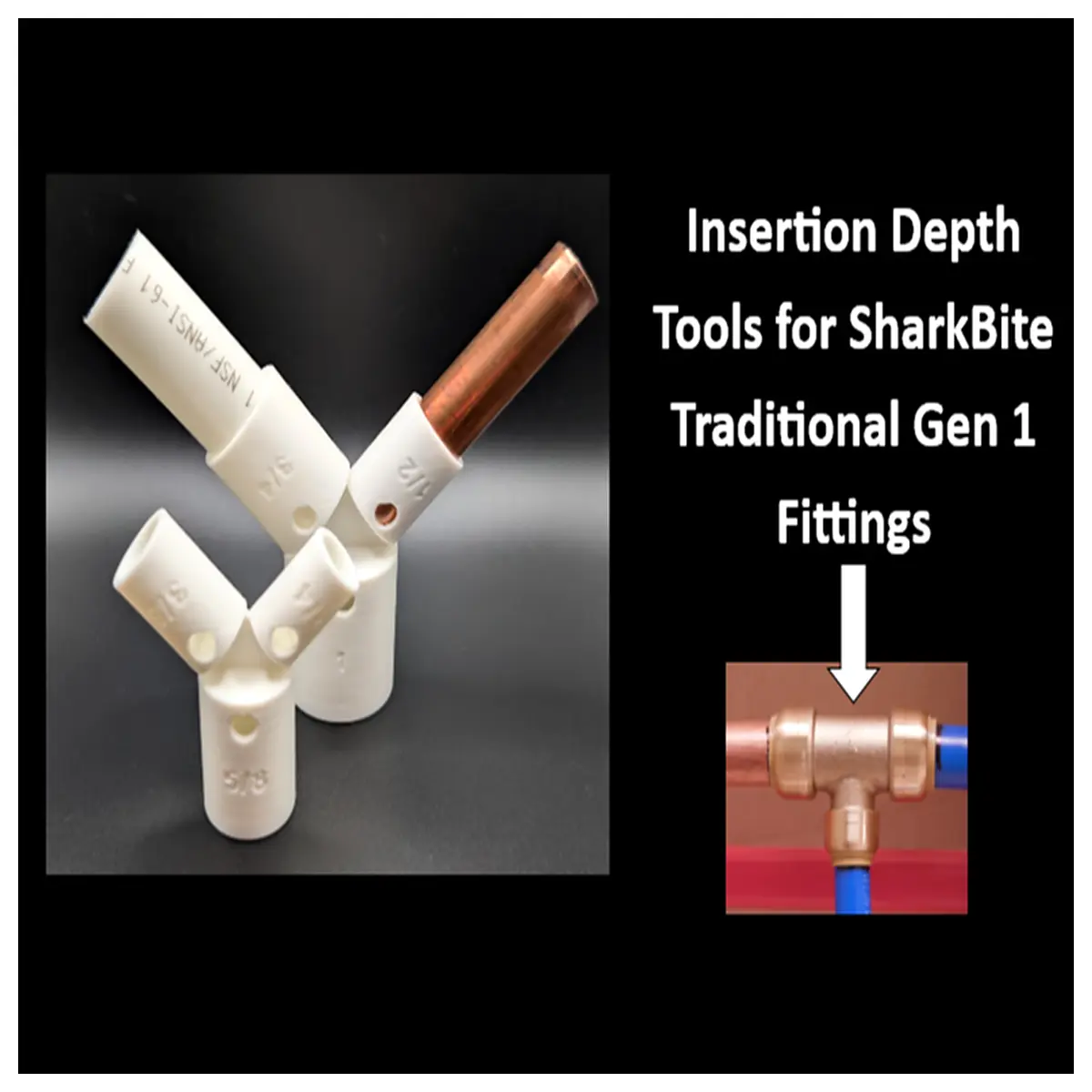 sharkbite push to connect depth gauge tool pipe insertion measurement guide for plumbing fittings