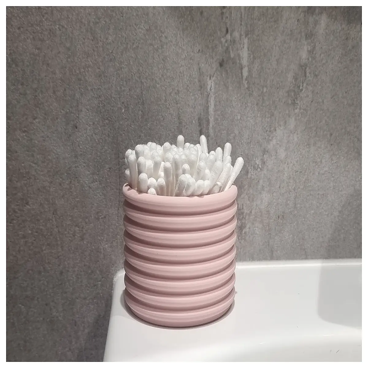 wavy cotton swab holder container organizer for bathroom vanity countertop storage cute aesthetic makeup tools box