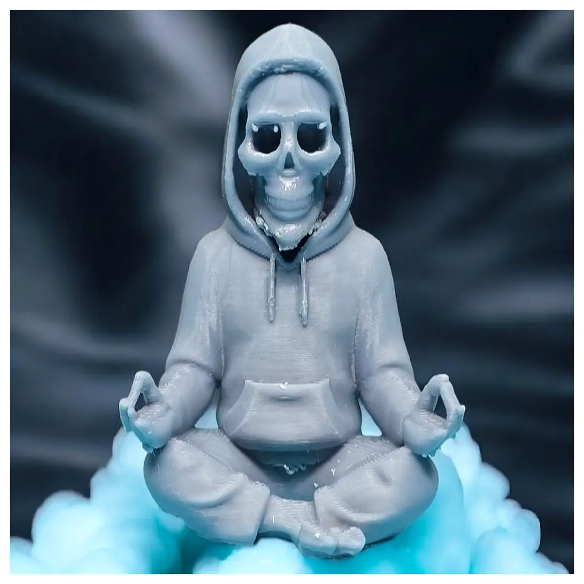 meditating skull aesthetic decor gothic art print zen mindfulness yoga studio wall hanging alternative home decoration
