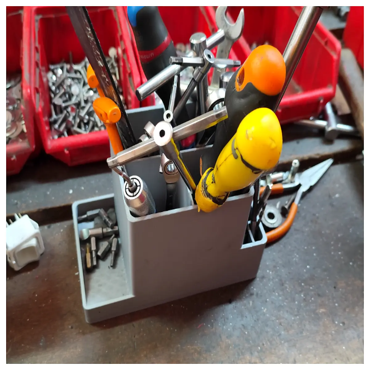 desk organizer with compartments for office supplies pen holder and storage bins