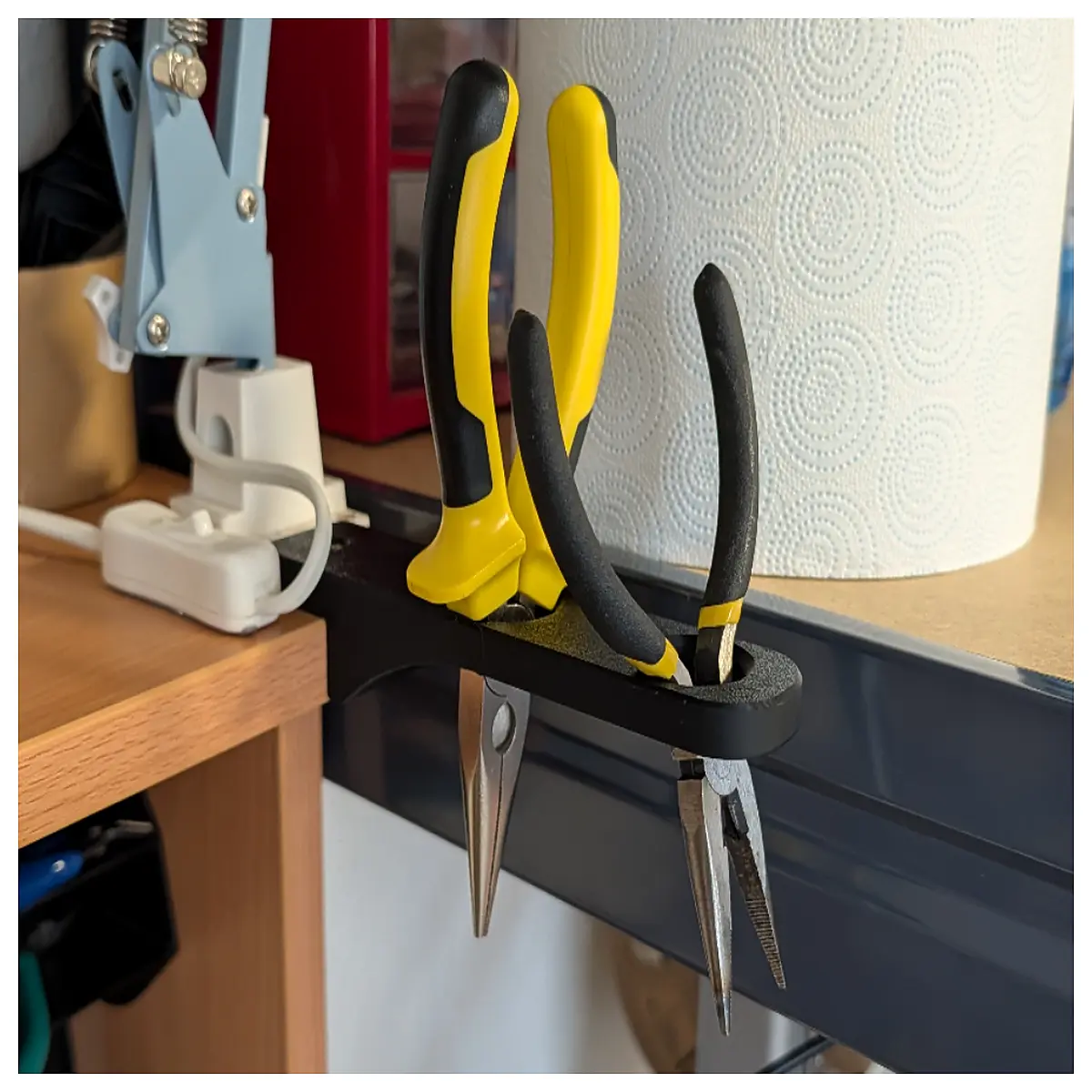 under desk pliers holder clamp mount screw on tool organizer storage bracket
