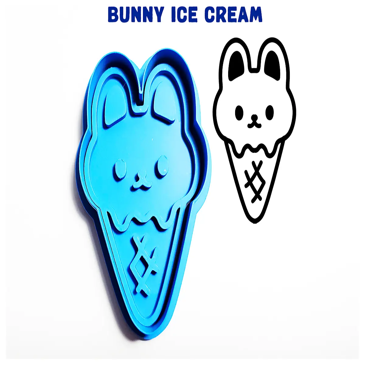 cute bunny ear ice cream cookie stamp cutter for baking diy fondant chocolate pastry press