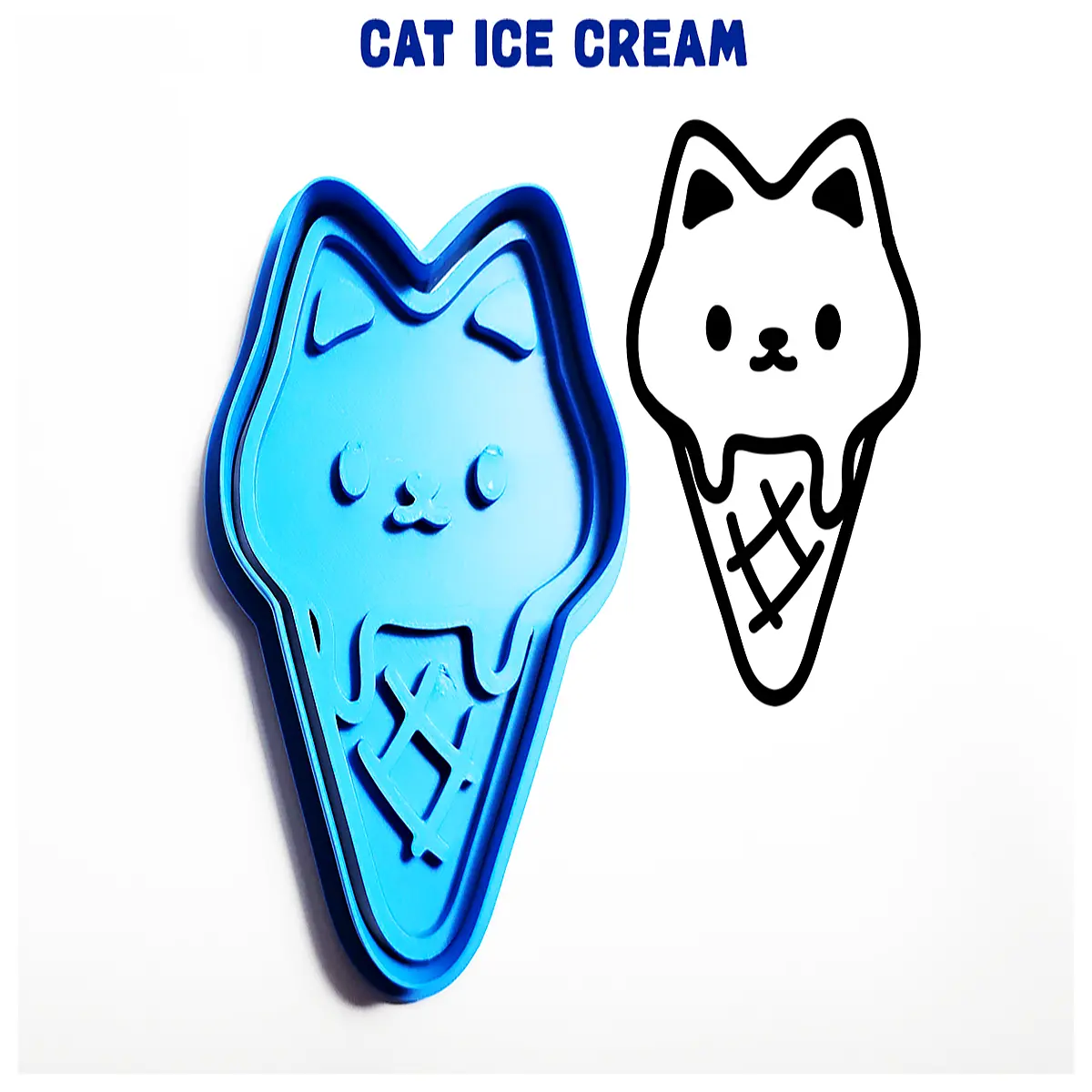 cute cat ice cream cookie stamp silicone baking tools for diy pet treats