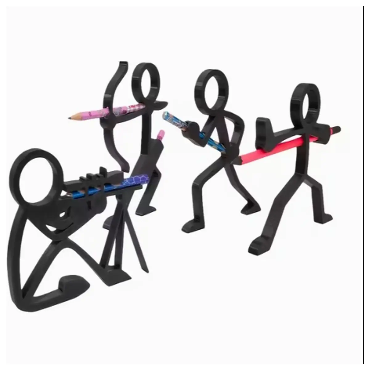 stick figure pen holder desk organizer cartoon character pencil cup office supplies