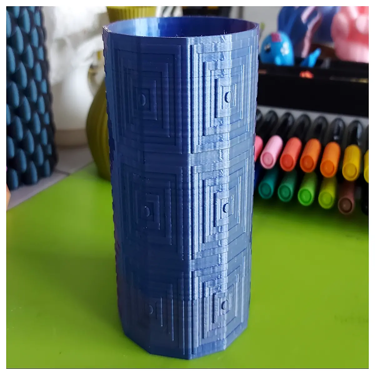 geometric square vase pen holder desk organizer modern minimalist home office decor accent piece