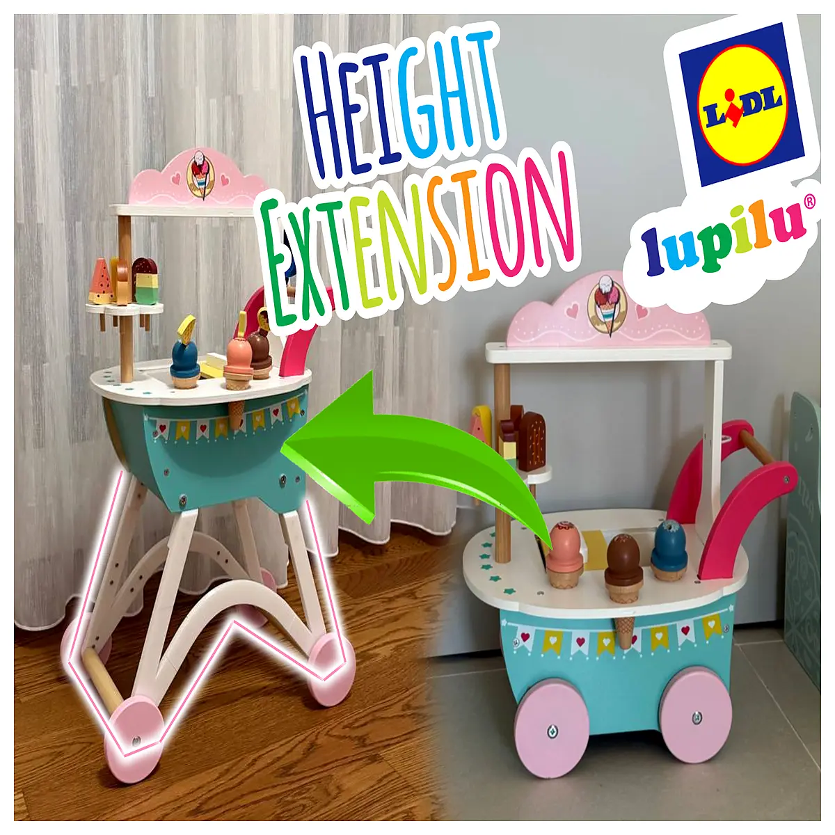 lidl lupilu ice cream cart height extender for kids play kitchen accessories