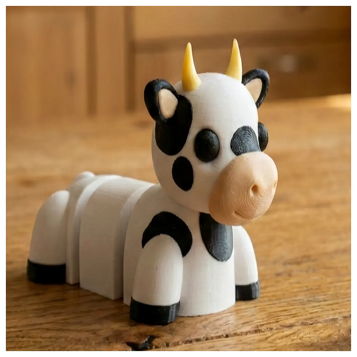 articulated cow toy printed farm animal flexible joints movable plastic figurine kids playset