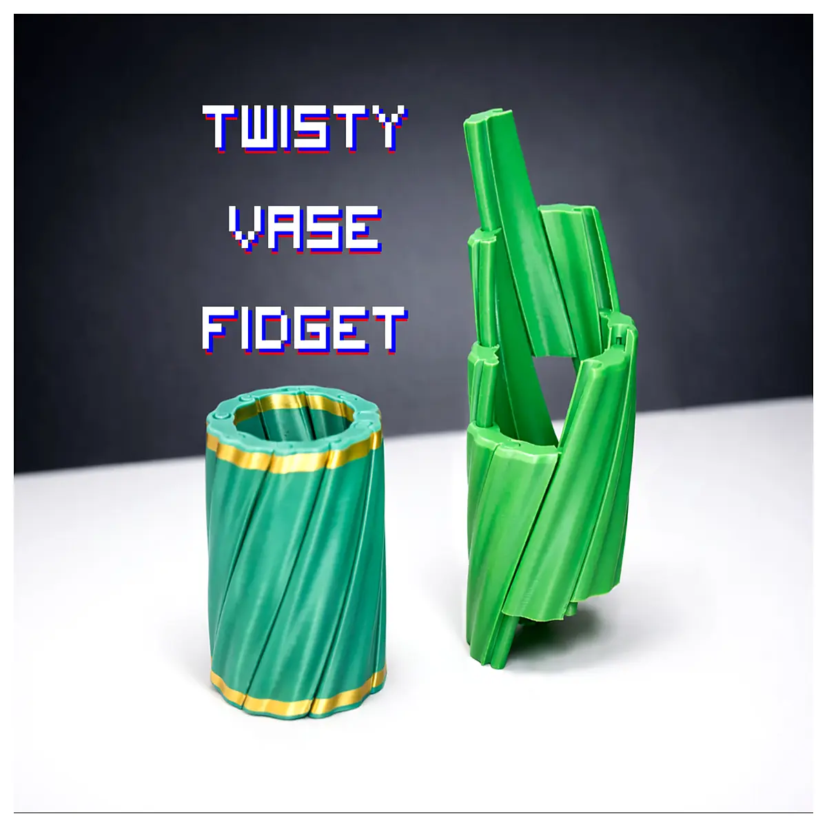 twisted vase fidget toy stress relief anti anxiety squishy tactile desk accessory printed design