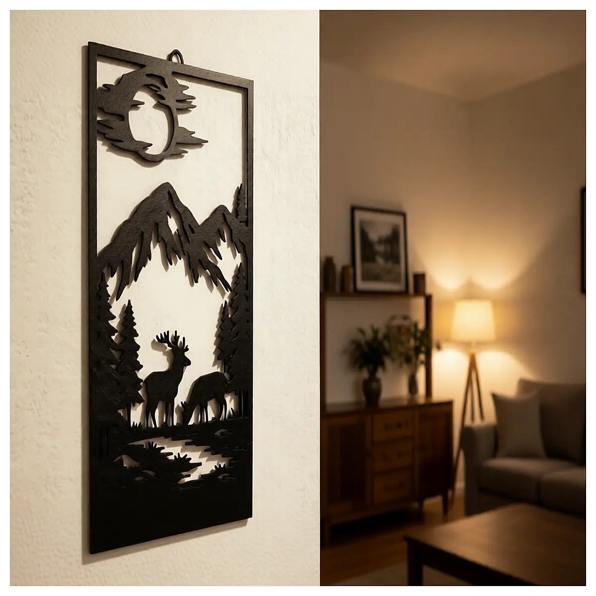large scale deer silhouette wall art canvas prints for living room modern minimalist home decor