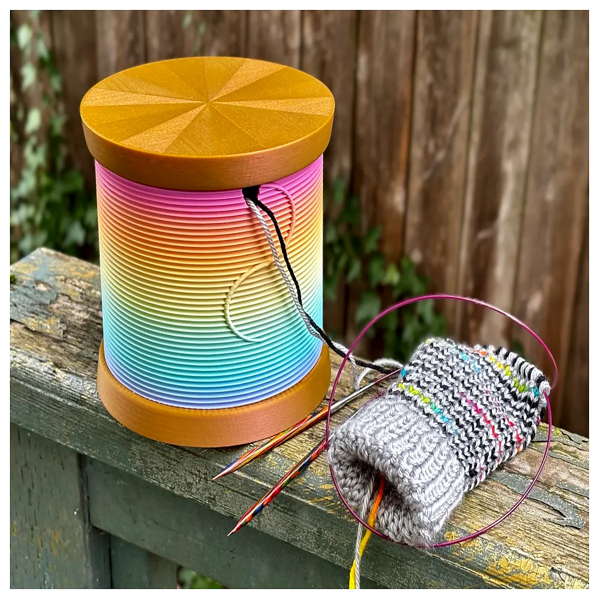 yarn bowl with spindle holder for knitting and crocheting anti roll craft storage container