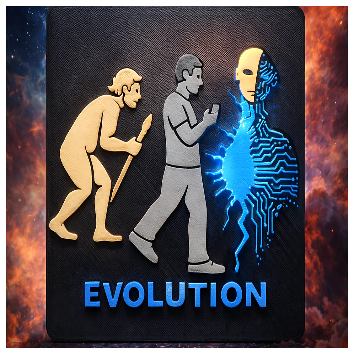 human to ai evolution wall art cybernetic human tech canvas print sci fi digital transformation decor