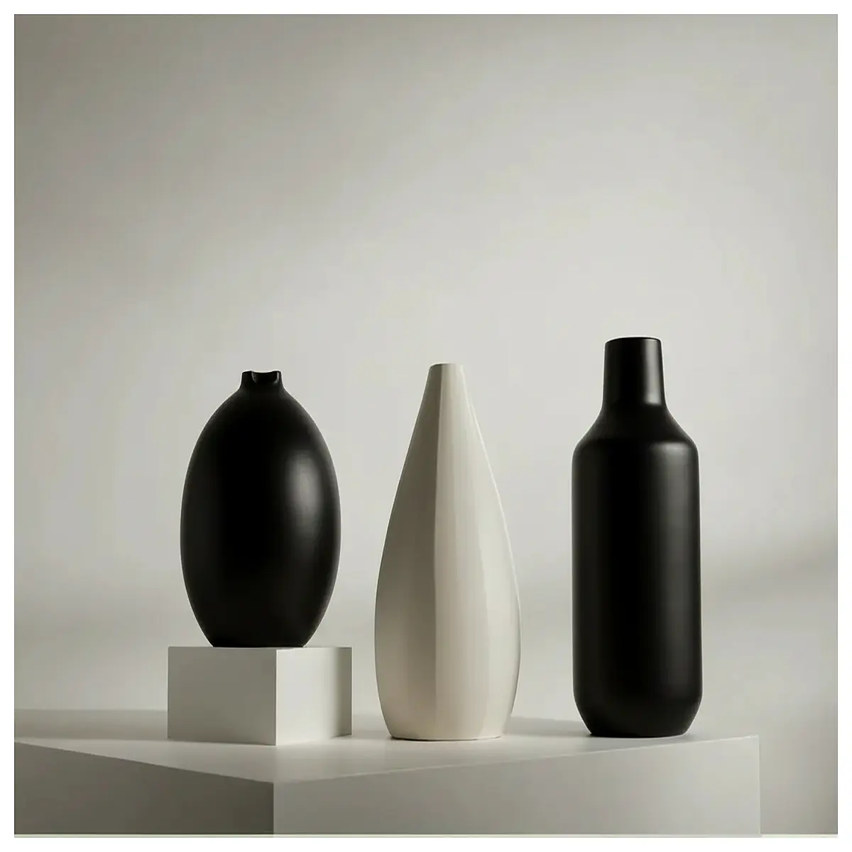 minimalist modern ceramic vase set for home decor sleek geometric flower holder for living room table centerpiece