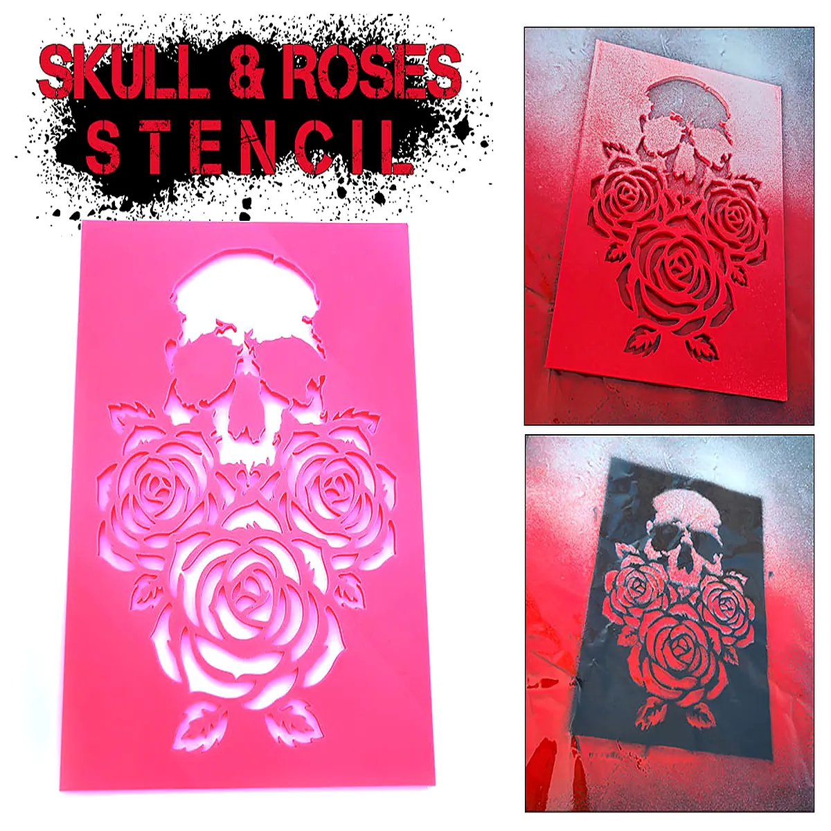 tattoo flash sheet skull rose blackwork temporary sticker diy art