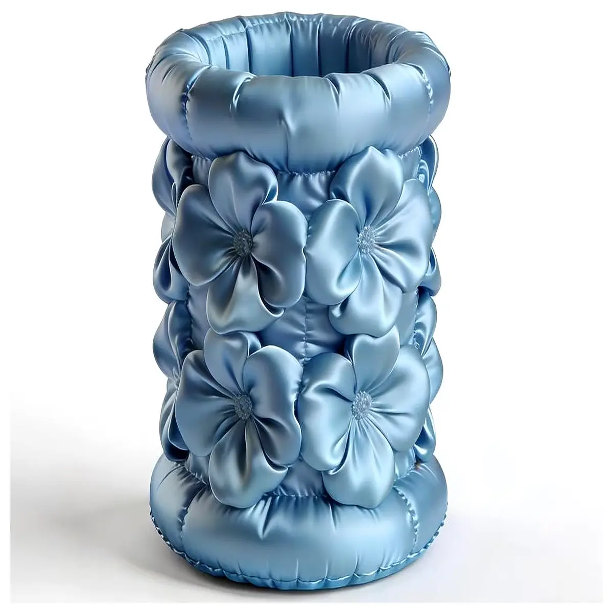 cute puffy fabric flower pencil holder for desk kawaii stationery organizer with ruffled design soft storage cup for pens and makeup brushes