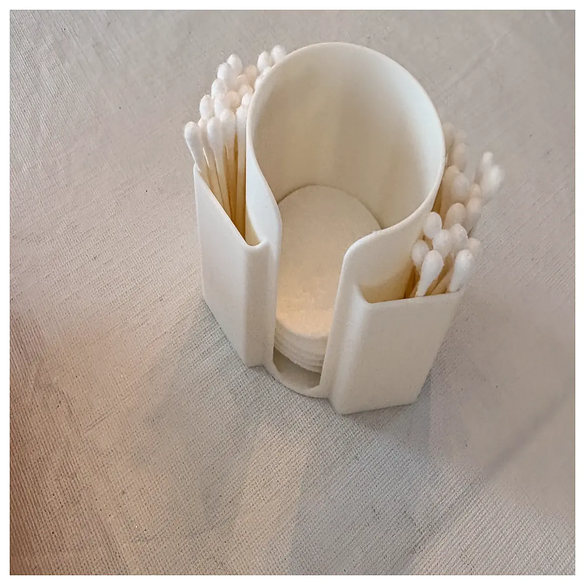 cotton swab and pad organizer box for bathroom vanity counter storage container with lid