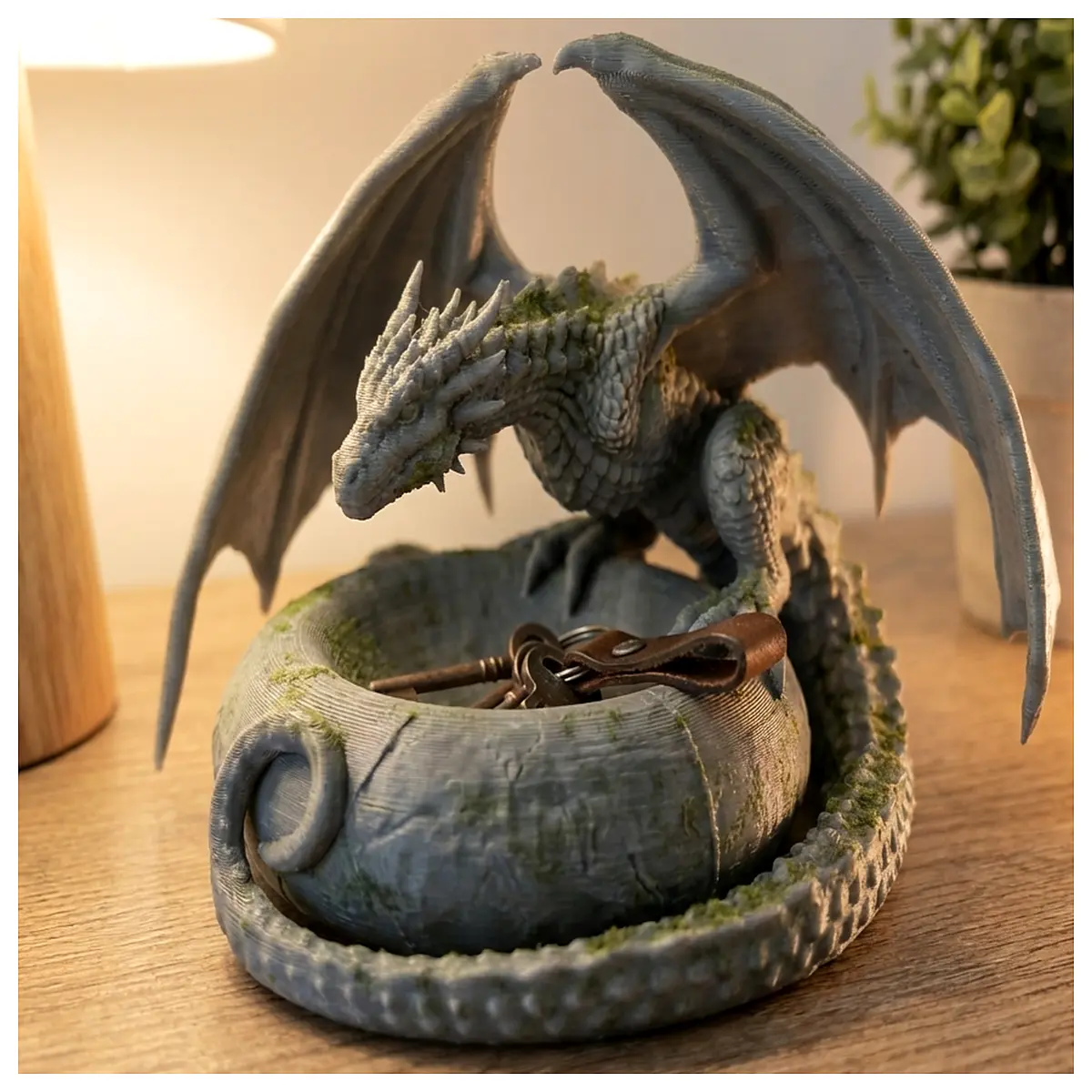 ancient dragon breath key bowl resin statue collectible case home decor fantasy figurine