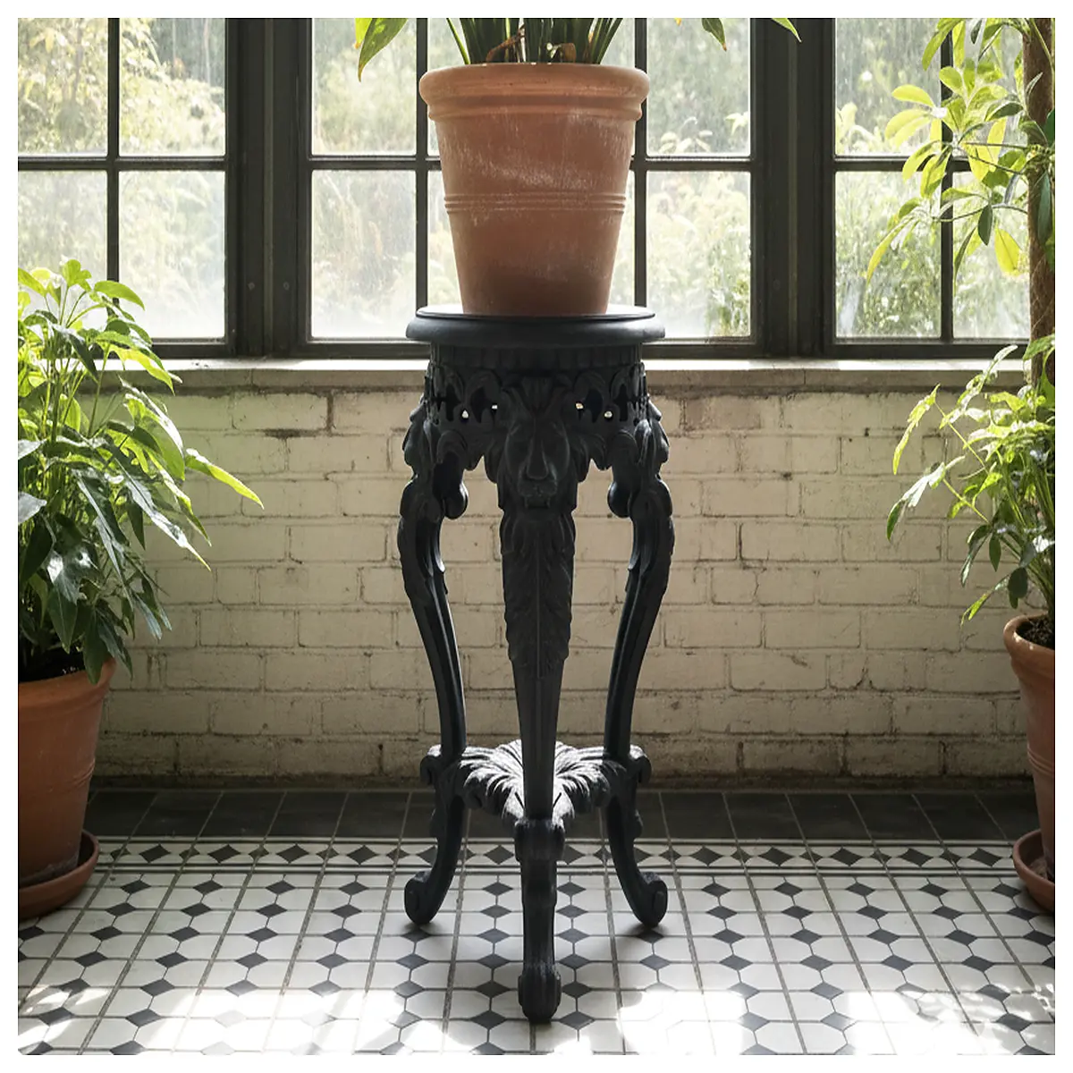vintage gothic royal plant wrought iron flower pot rack indoor outdoor garden decor metal tiered shelf for succulents