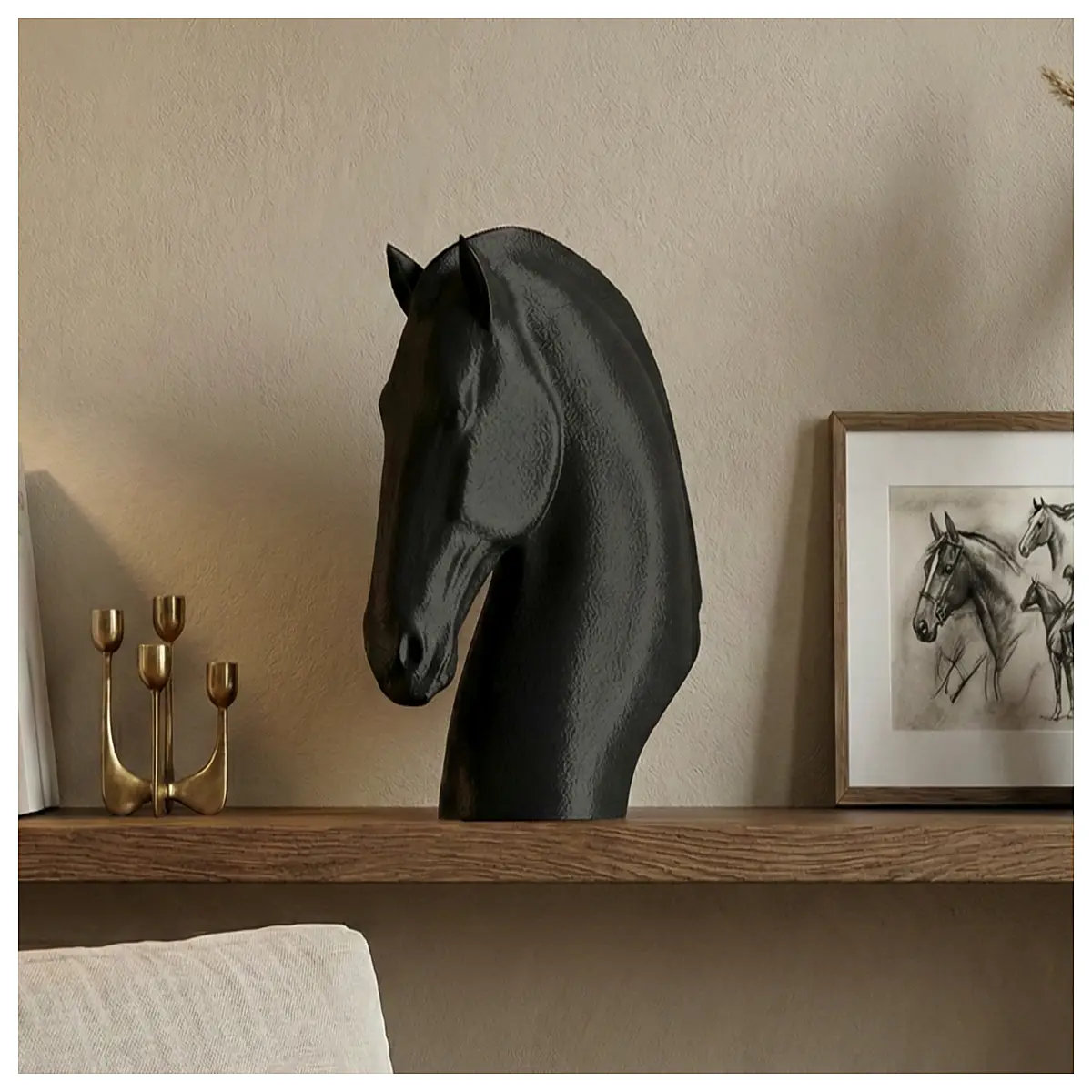 horse head sculpture decor for home bronze horse statue art piece animal figurine shelf ornament