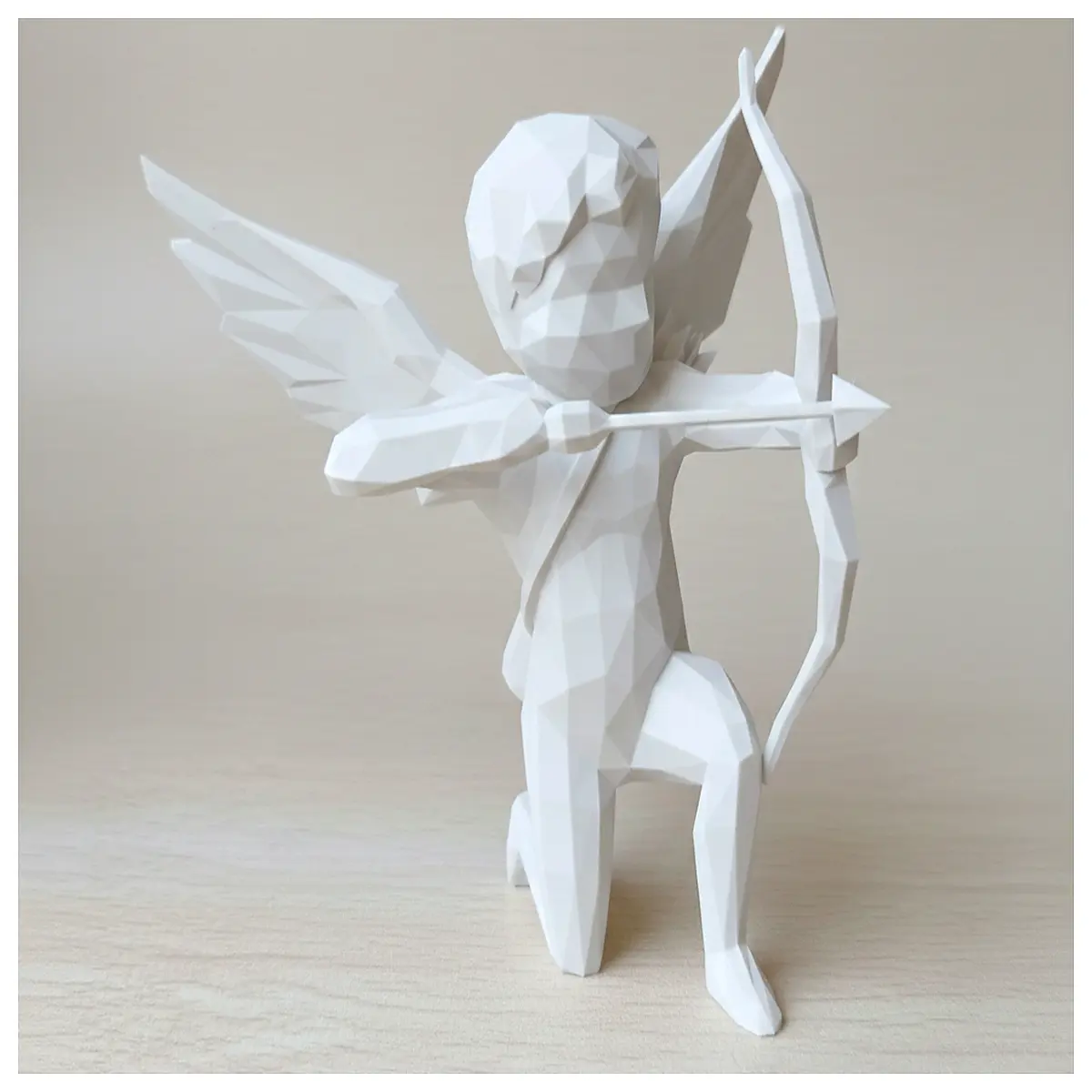low poly cupid statue geometric sculpture modern minimalist love art decor polygonal angel figurine for shelf