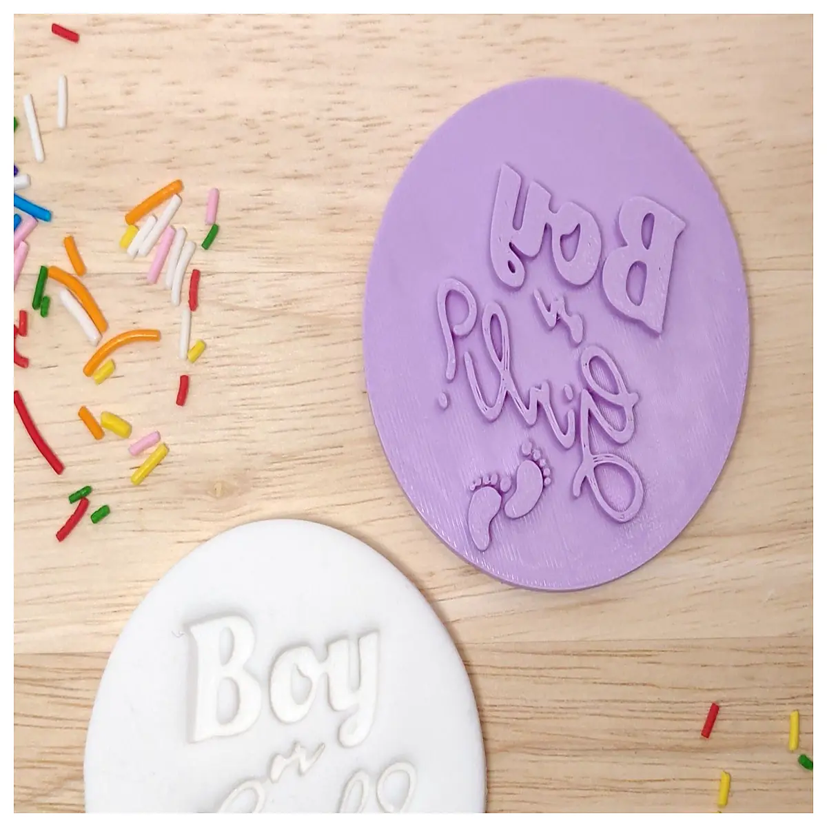 gender reveal cookie cutter stamp boy or girl pink blue baby shower baking molds diy cake topper decoration