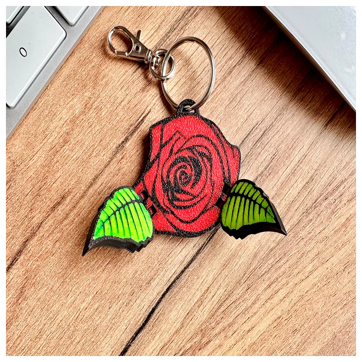 realistic moving rose keychain her romantic anniversary valentines day jewelry bag charm accessory