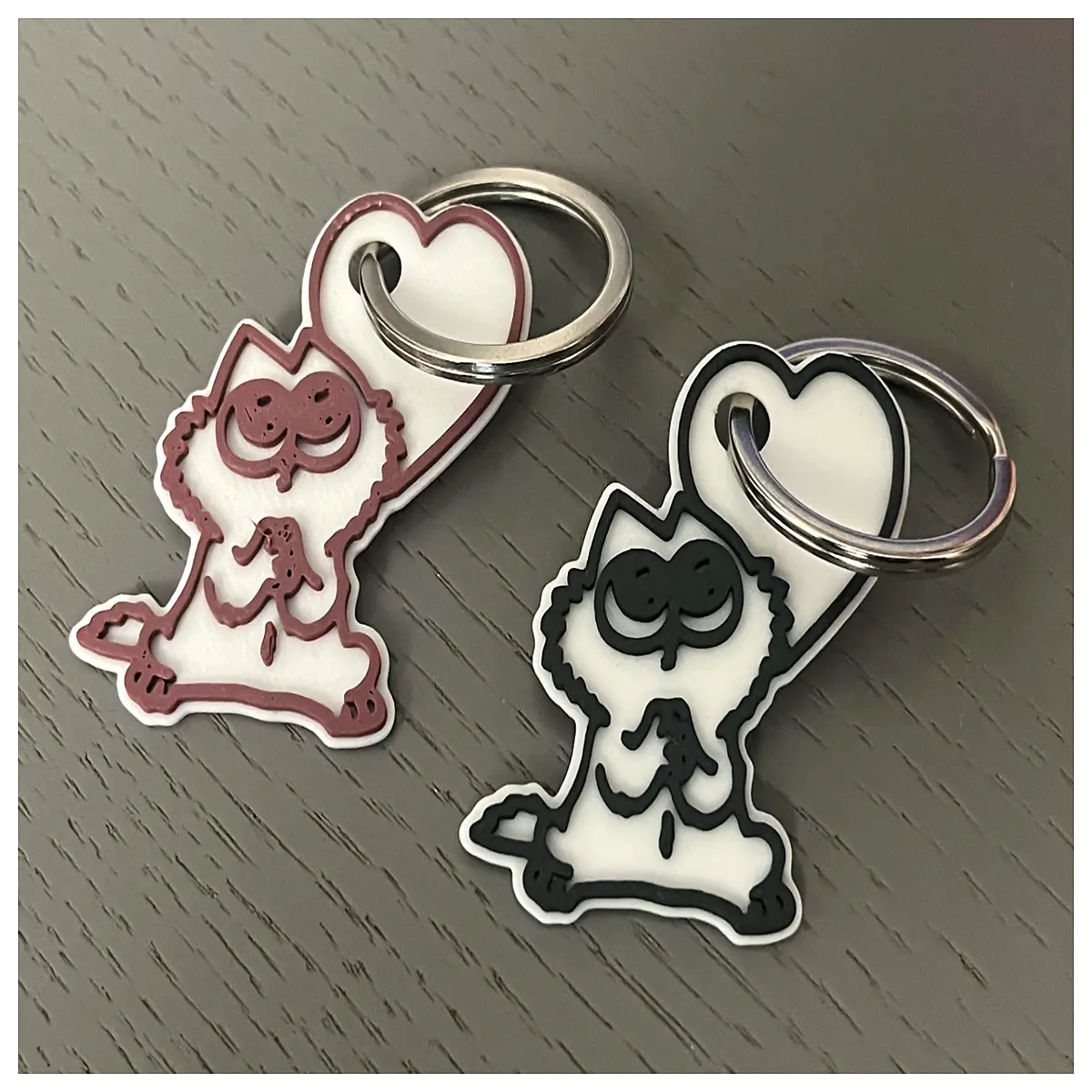 cute cat keychain valentines day her him couple matching accessories pet lover charm bag pendant