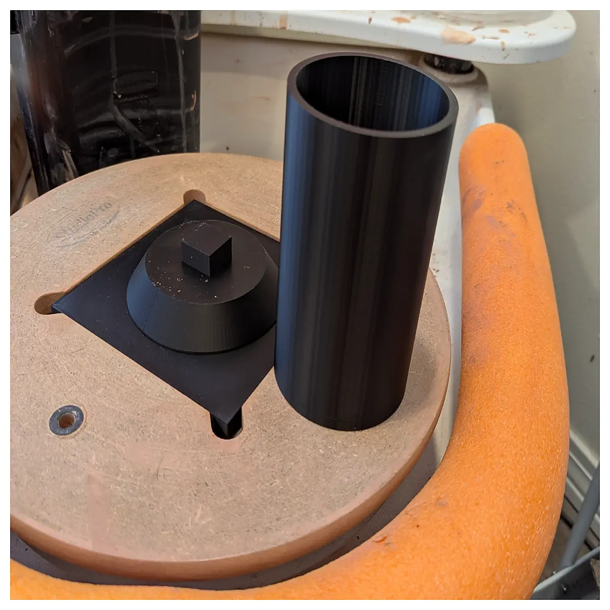 pottery wheel base cylinder clay trimming board support system