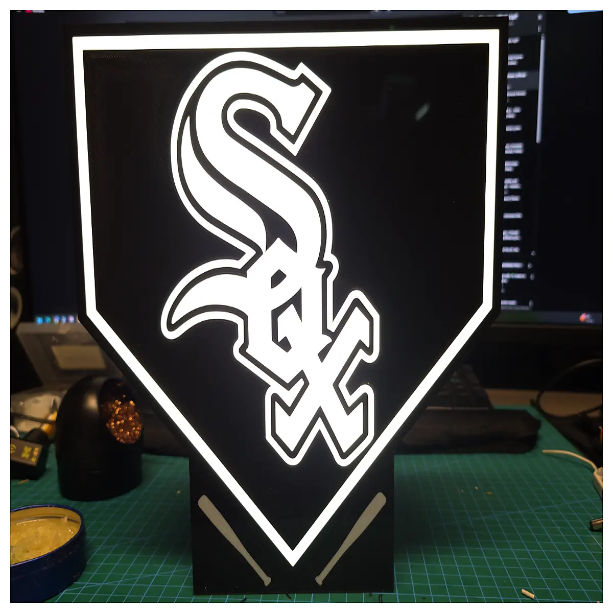 white sox box sign for man cave bar decor game room wall art