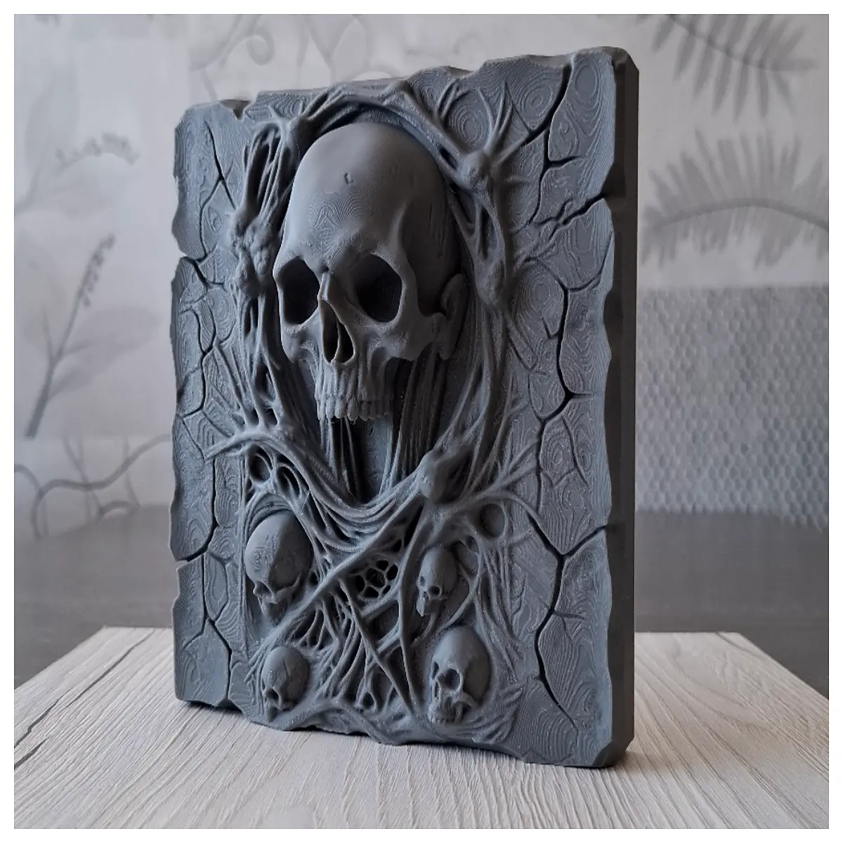 skull knot relief sculpture gothic bone wall art dark academia decor macabre home accessories