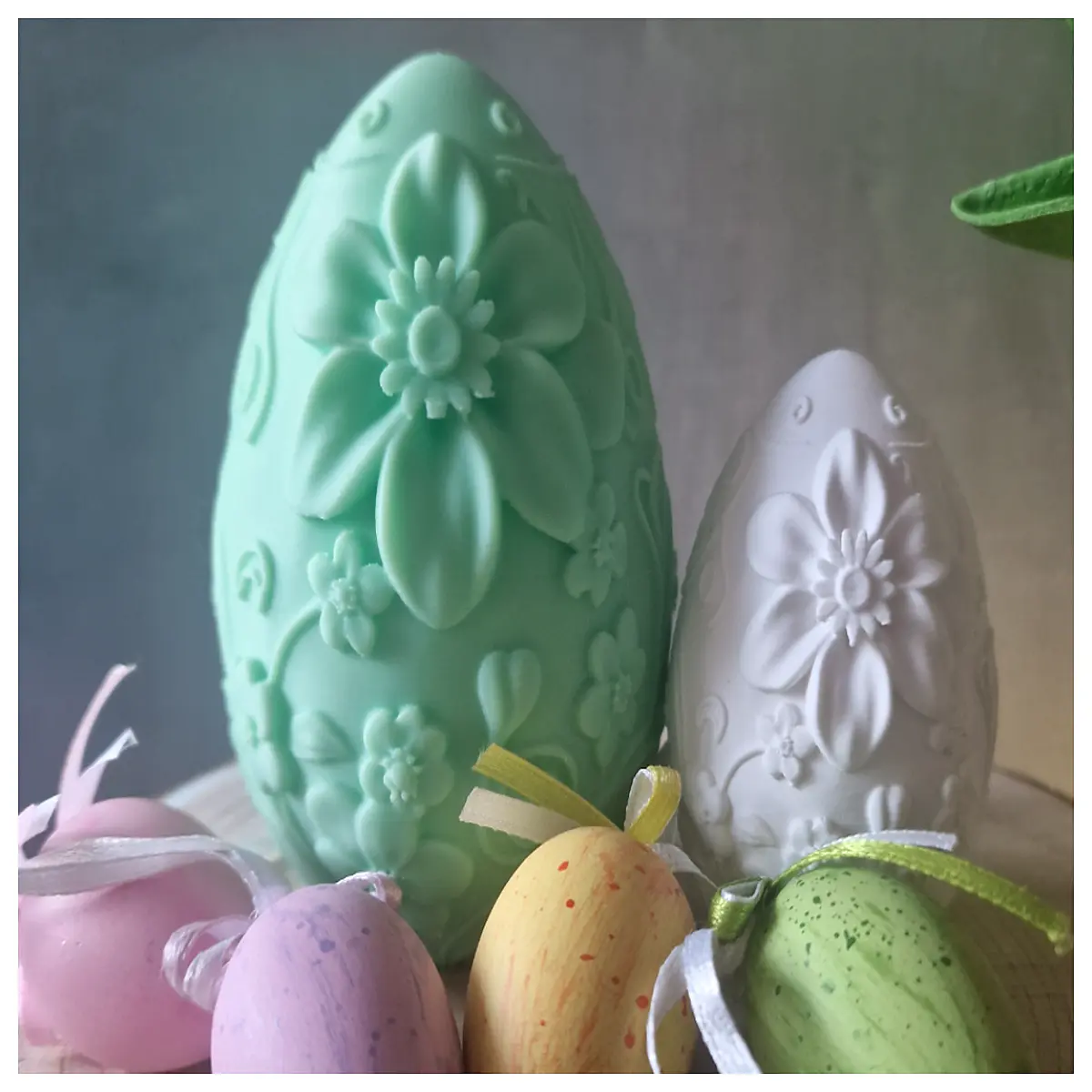 easter egg with floral embossing elegant spring home decor table centerpiece holiday party decoration