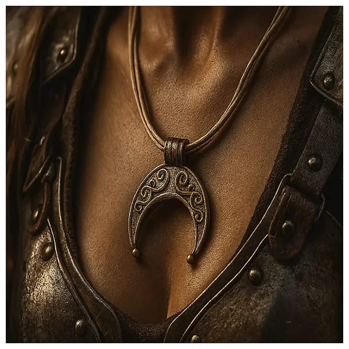 slavic runic pendant crescent moon amulet witchcraft protection talisman silver jewelry boho gift