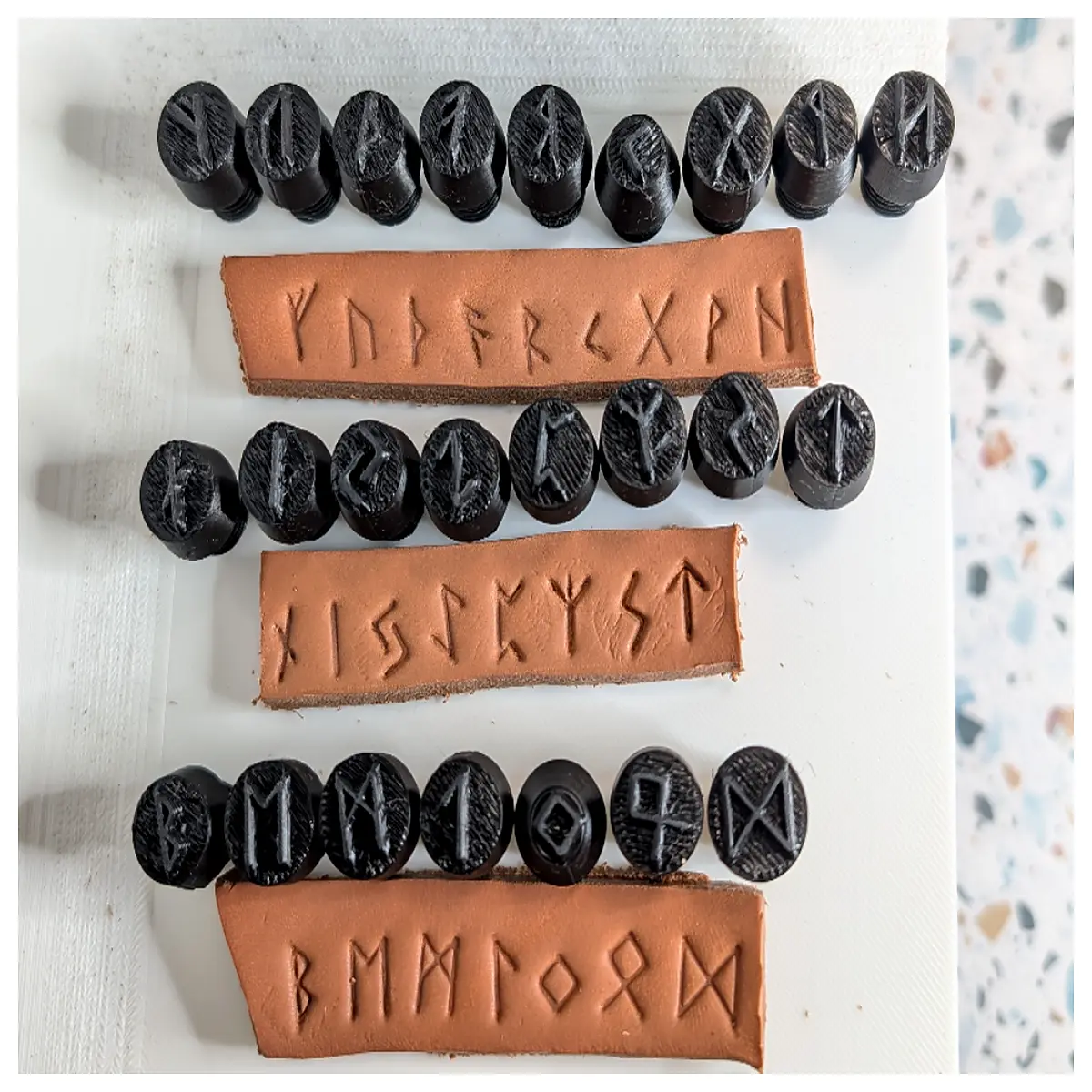 ancient nordic alphabet stamp leathercraft tool diy rune carving hand press for wallet belt