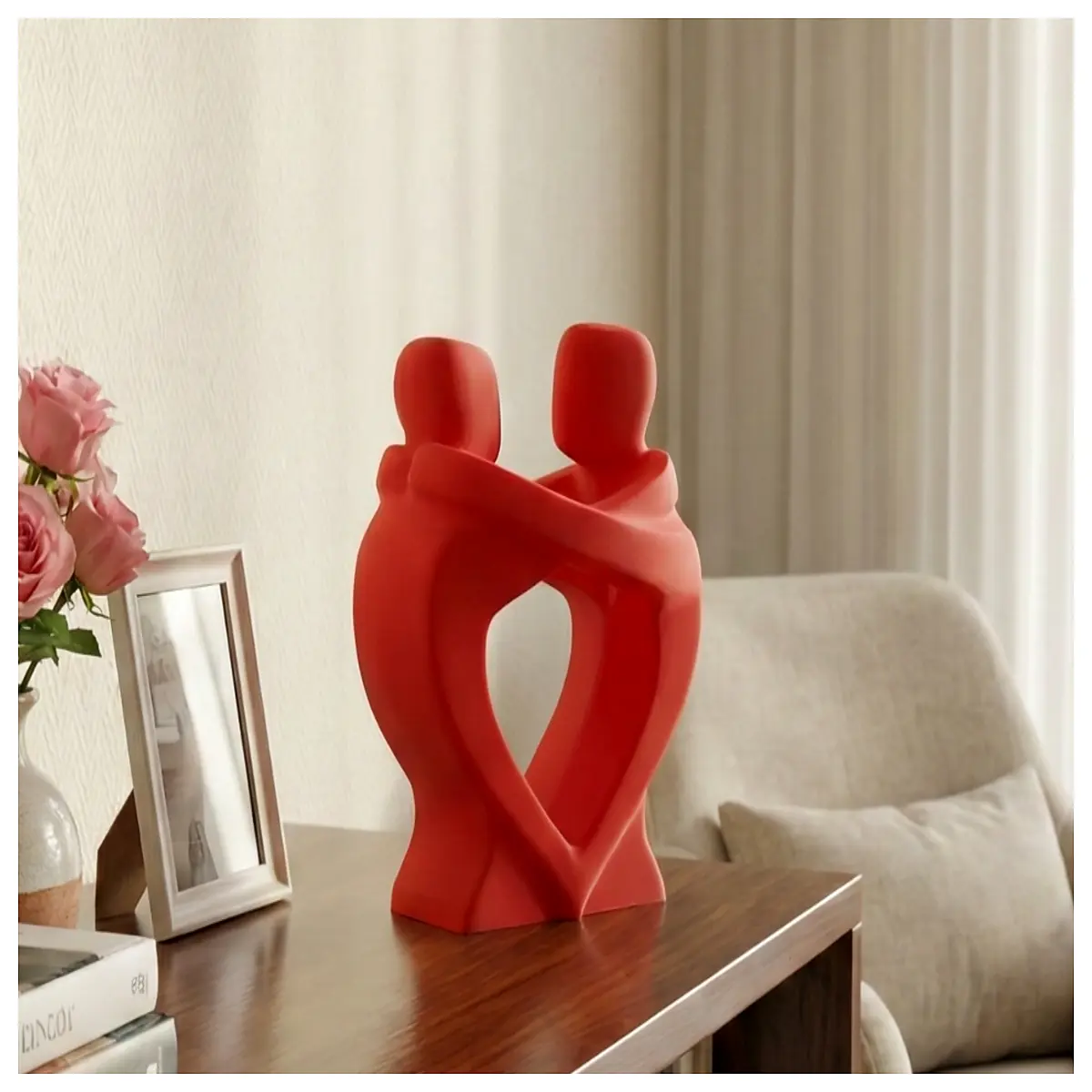 modern metal couple sculpture for valentine s day home decor romantic anniversary him and her living room art
