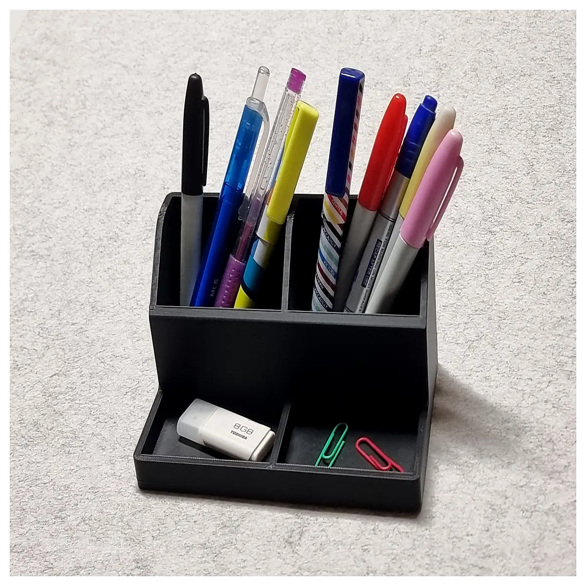 modern 4 compartment desk organizer box plastic desktop storage for office supplies pens pencils stationery home school