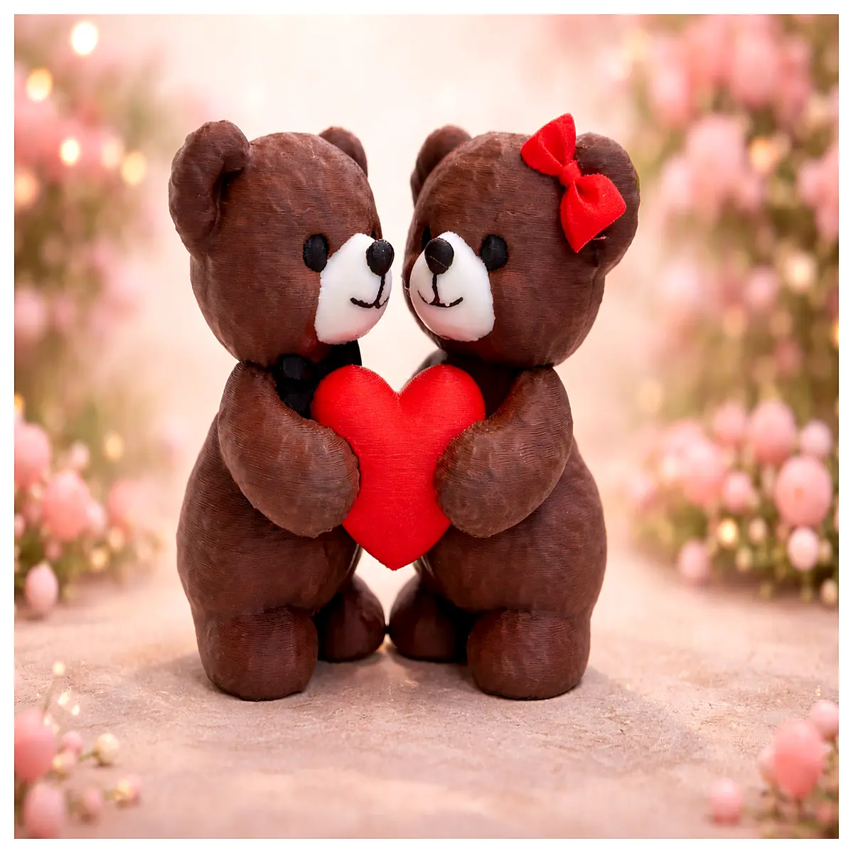 cuddling bear couple print romantic design lovers valentines day printable stl file