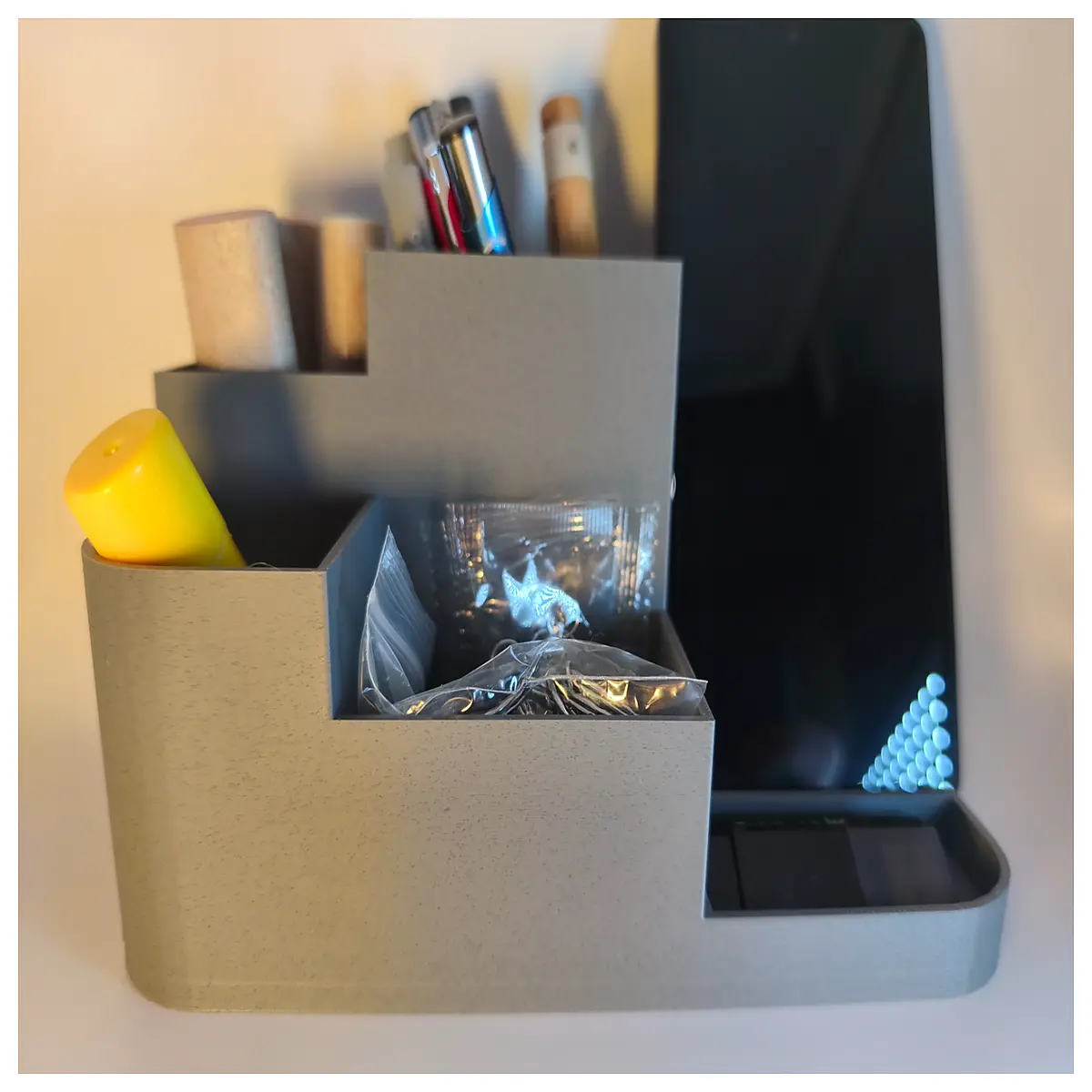 modern desk organizer phone holder for office supplies storage
