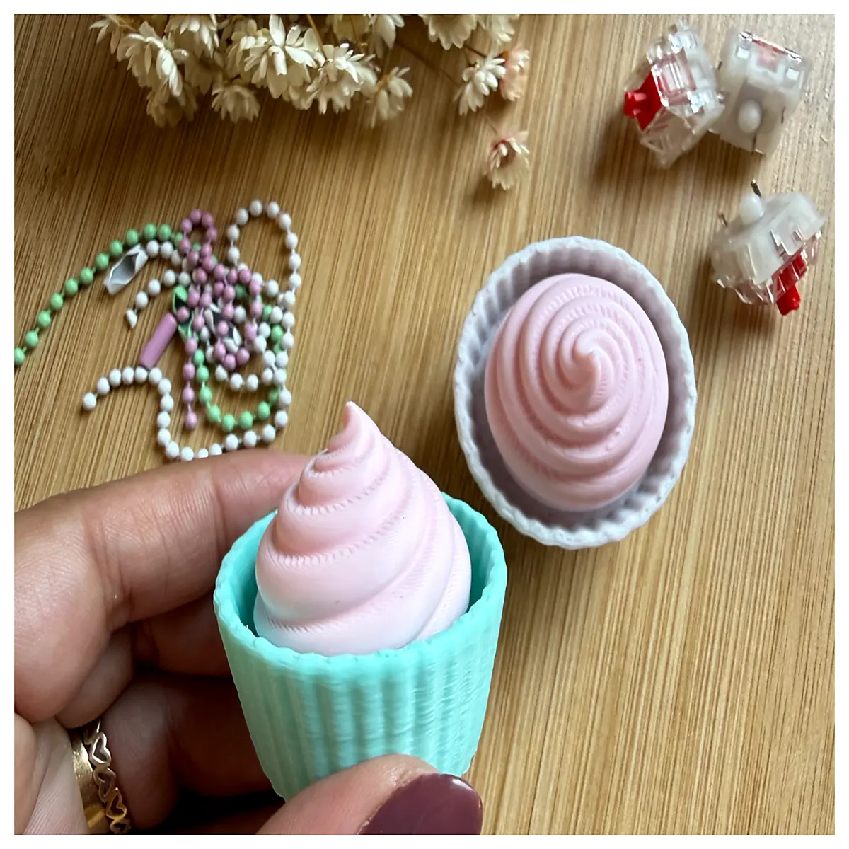 cute butter fidget keychain clicker stress relief toy for anxiety