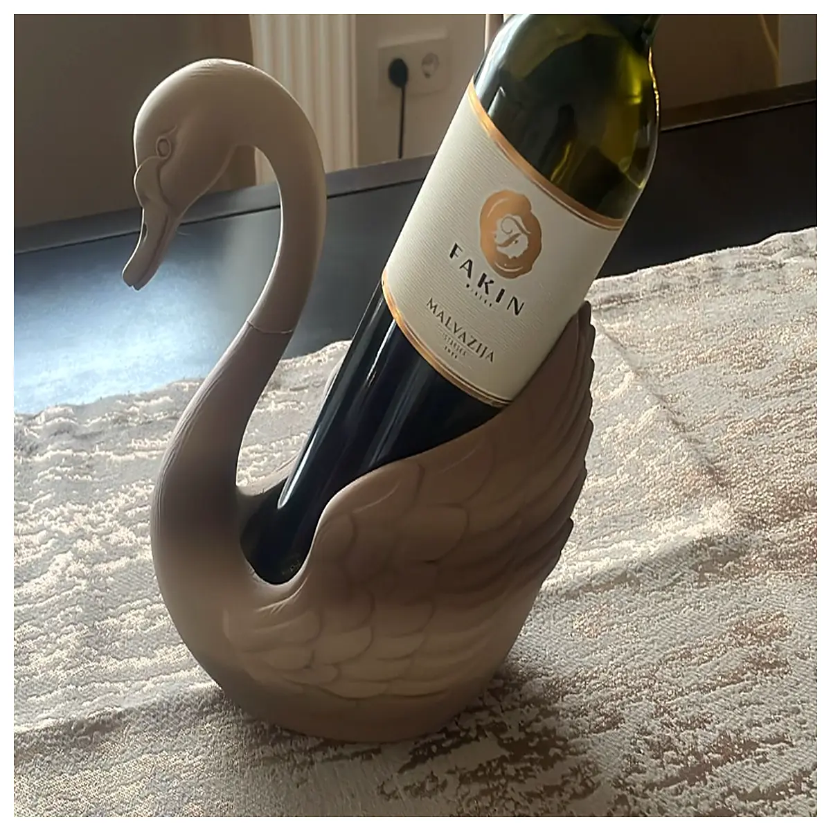 elegant swan wine bottle holder for kitchen counter glass decanter bar accessories decor