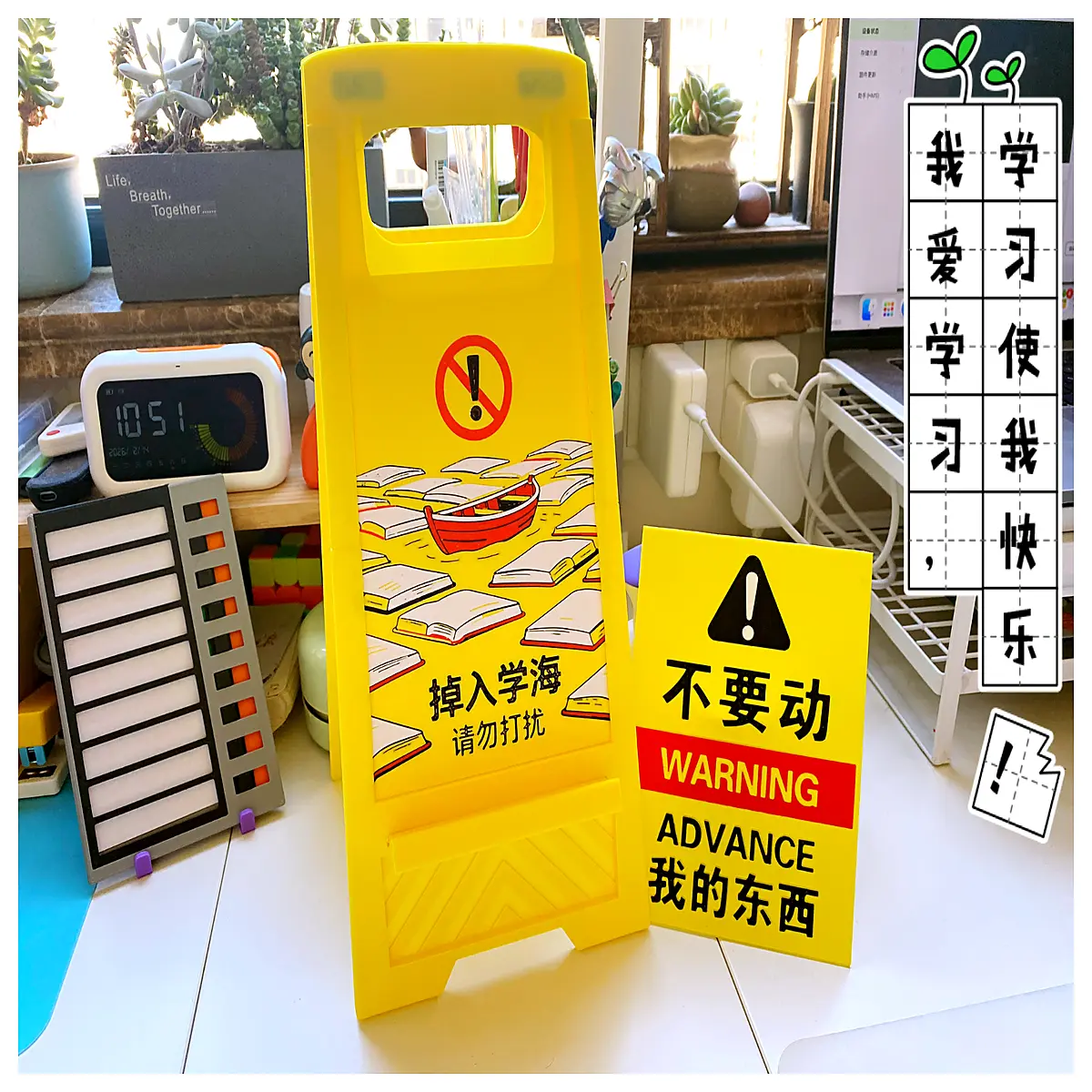 multi function desktop warning sign adjustable acrylic safety placard holder for office desk portable hazard alert board
