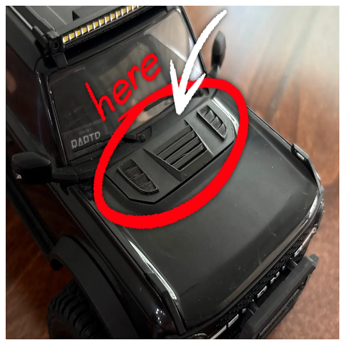 trx4m hood scoop upgrade air intake vent modification parts offroad crawling accessories