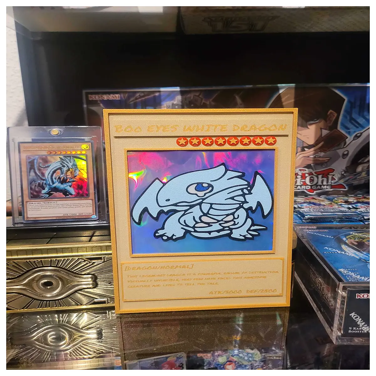 yu gi oh blue eyes white dragon oversized playmat poster wall art anime decor gaming room aesthetic