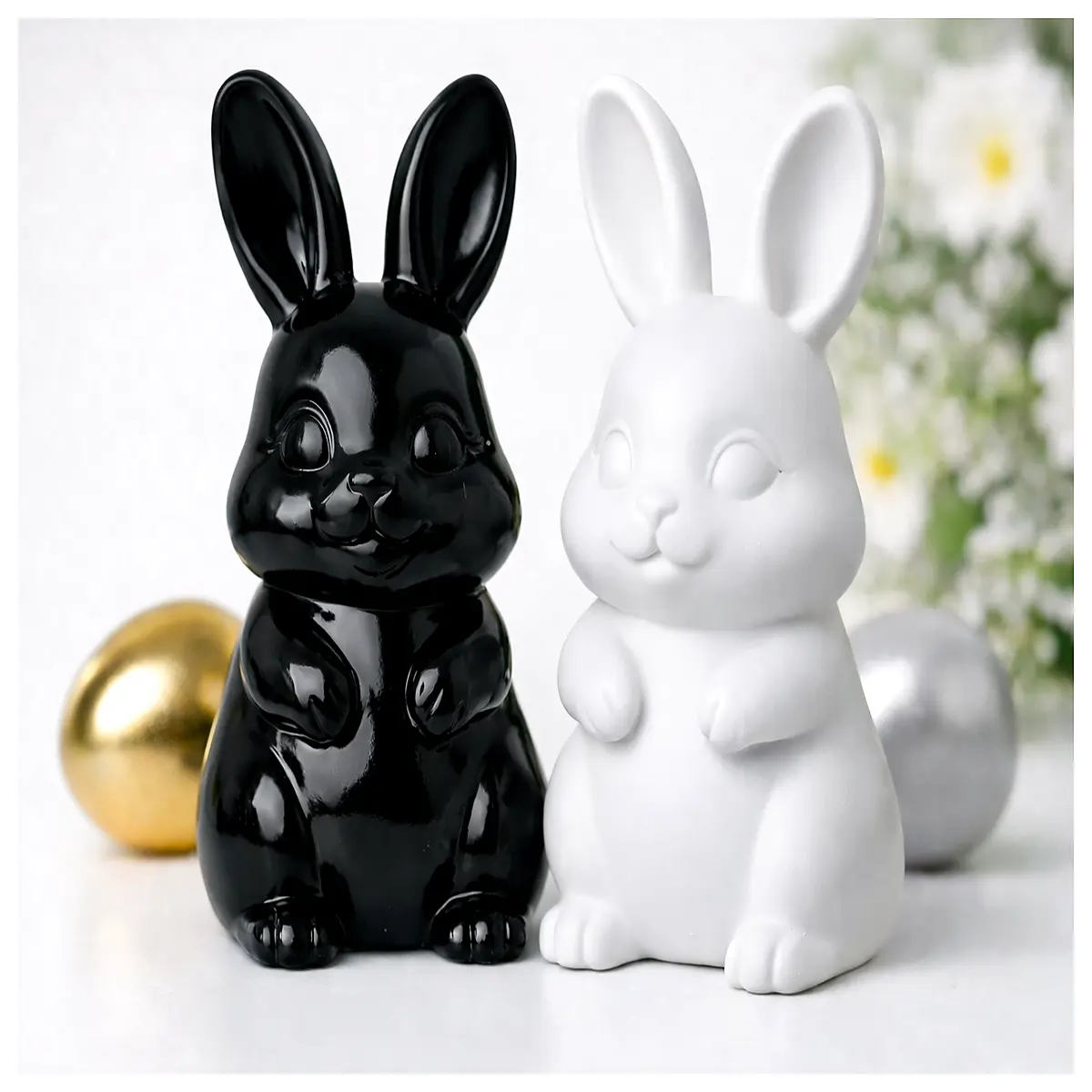 cute bunny figurine for spring home decor easter table centerpiece fluffy rabbit statue for holiday shelf