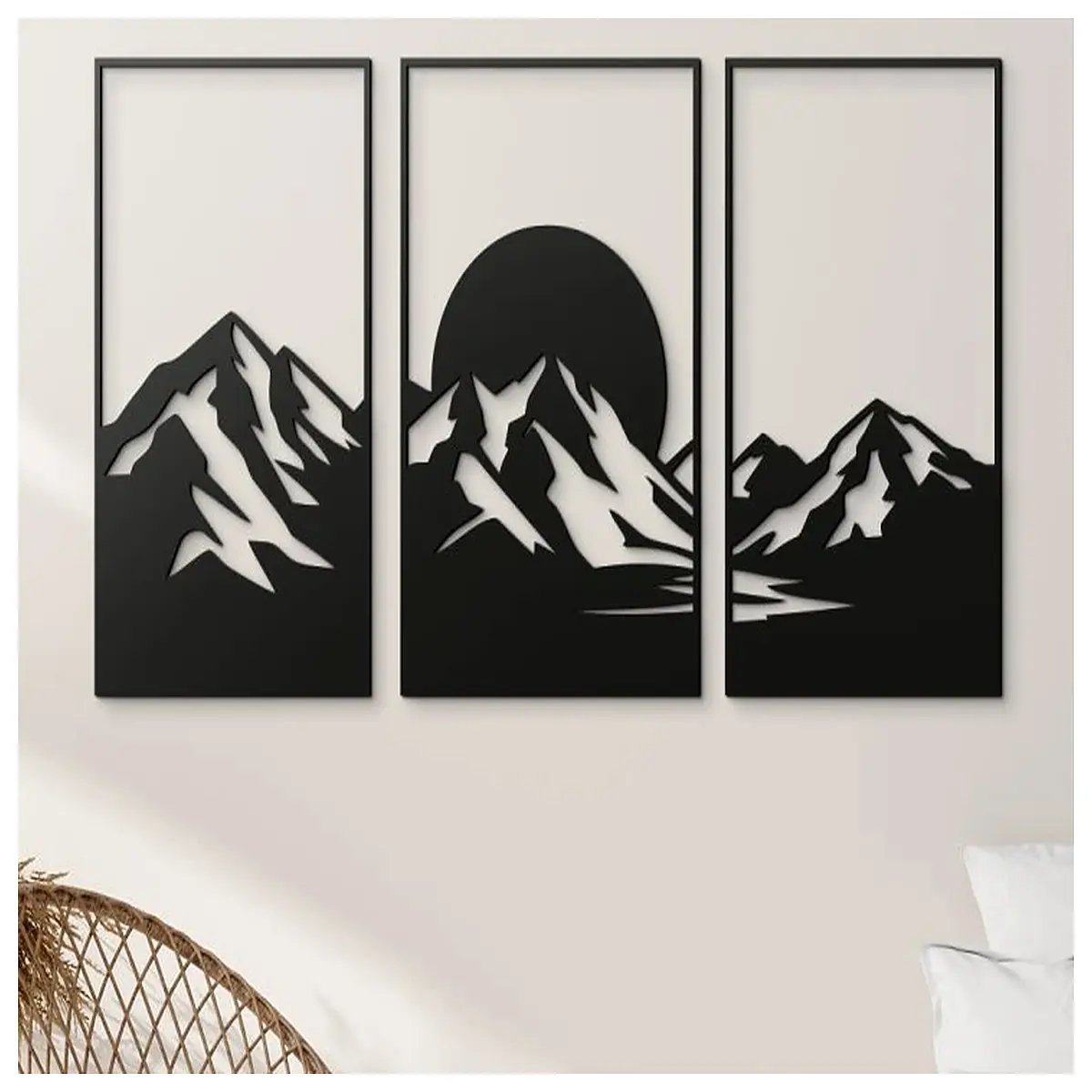 mountain horizon triptych wall art canvas prints for living room modern landscape decor